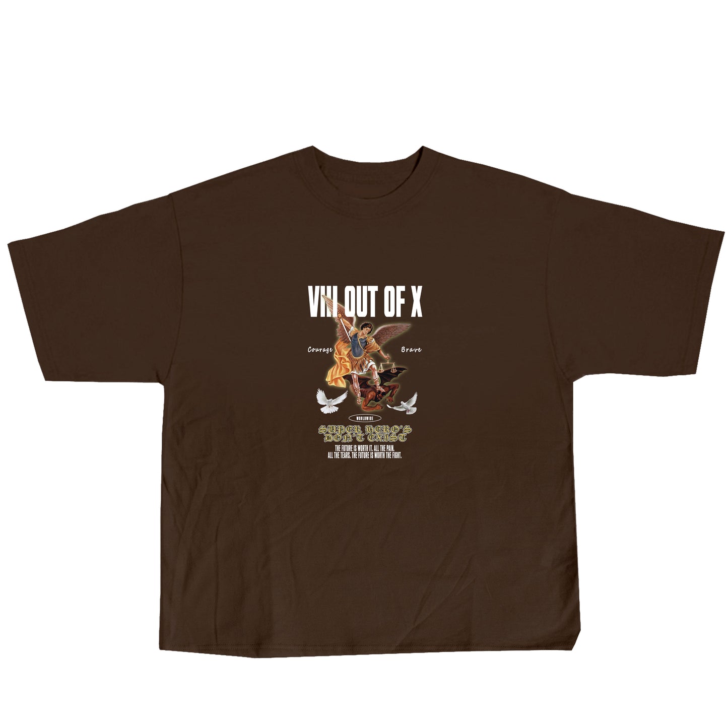PRE-ORDER** VIII Out Of X “Super Heroes” T -Shirt (Brown)